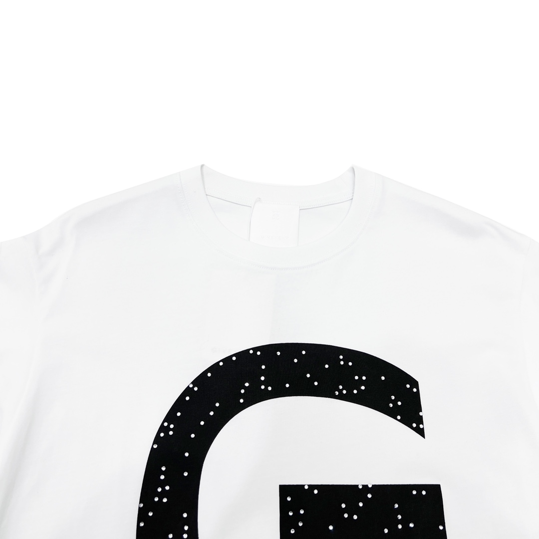 Givenchy/纪梵希23ss 大G烫钻大Logo标识短袖T恤