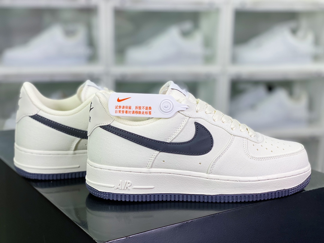 Air Force 1'07 Low QS ”Sail/Dark Grey” Air Force 1 classic low-cut sneakers ”Canvas off-white dark gray hook” DG2296-007