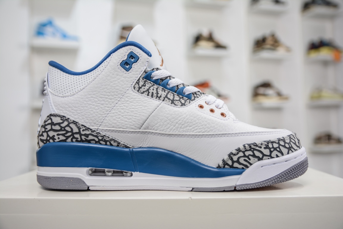 360 外贸Air Jordan 3 AJ3 白蓝色爆裂纹 CT8532-148
