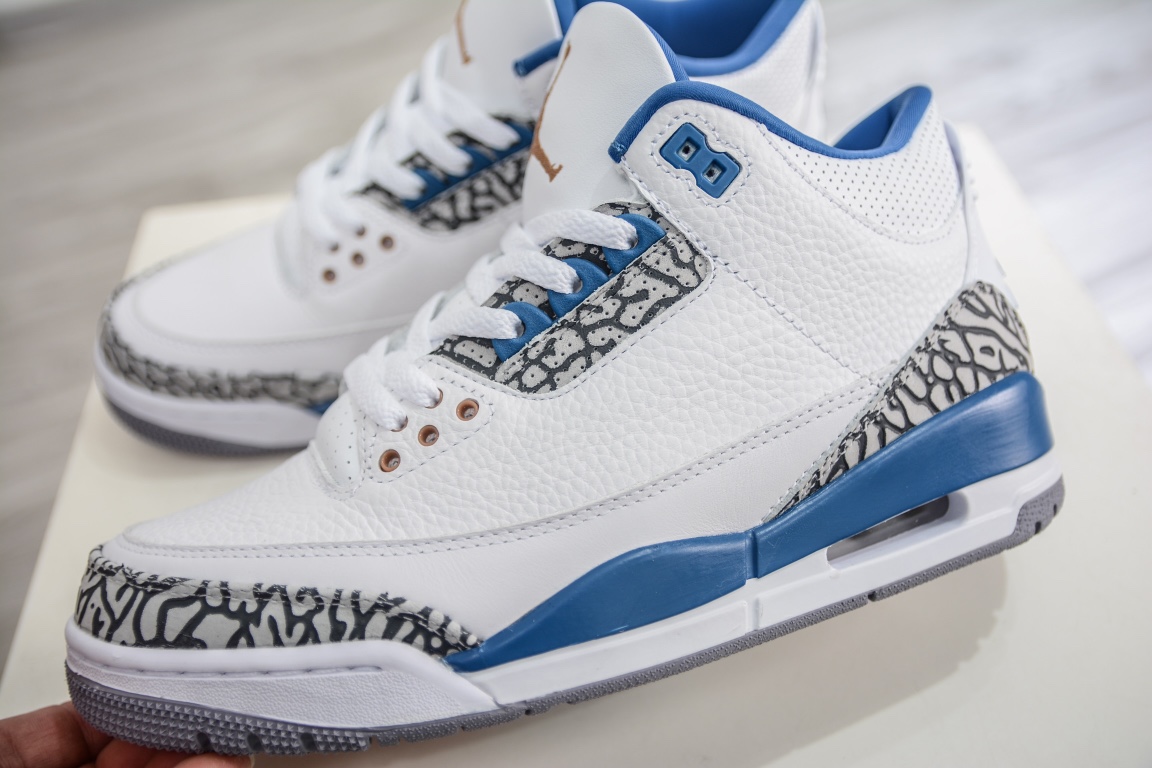 360 外贸Air Jordan 3 AJ3 白蓝色爆裂纹 CT8532-148