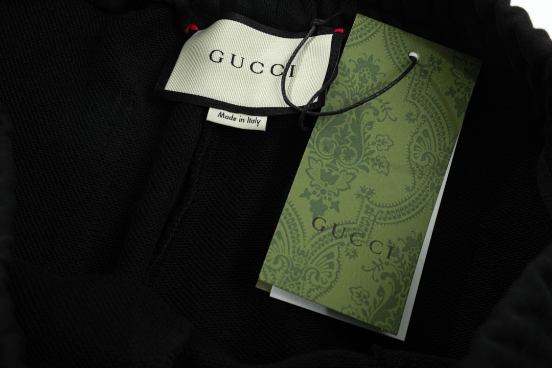 古驰/Gucci 夏季新款侧边字母Logo织带红蓝条纹毛圈五分短裤