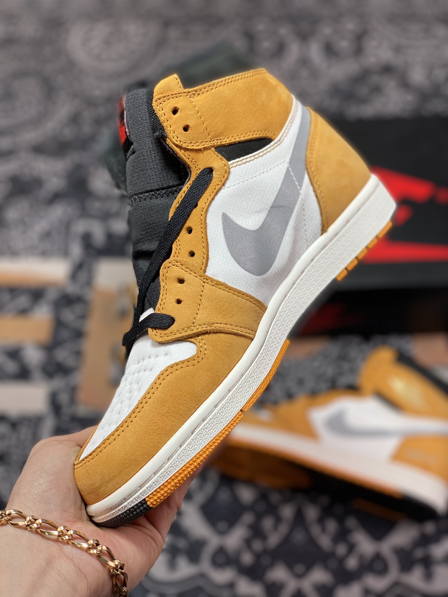 原厂级别 Air Jordan 1 3M反光 防水 黑白黄 DB2889-700