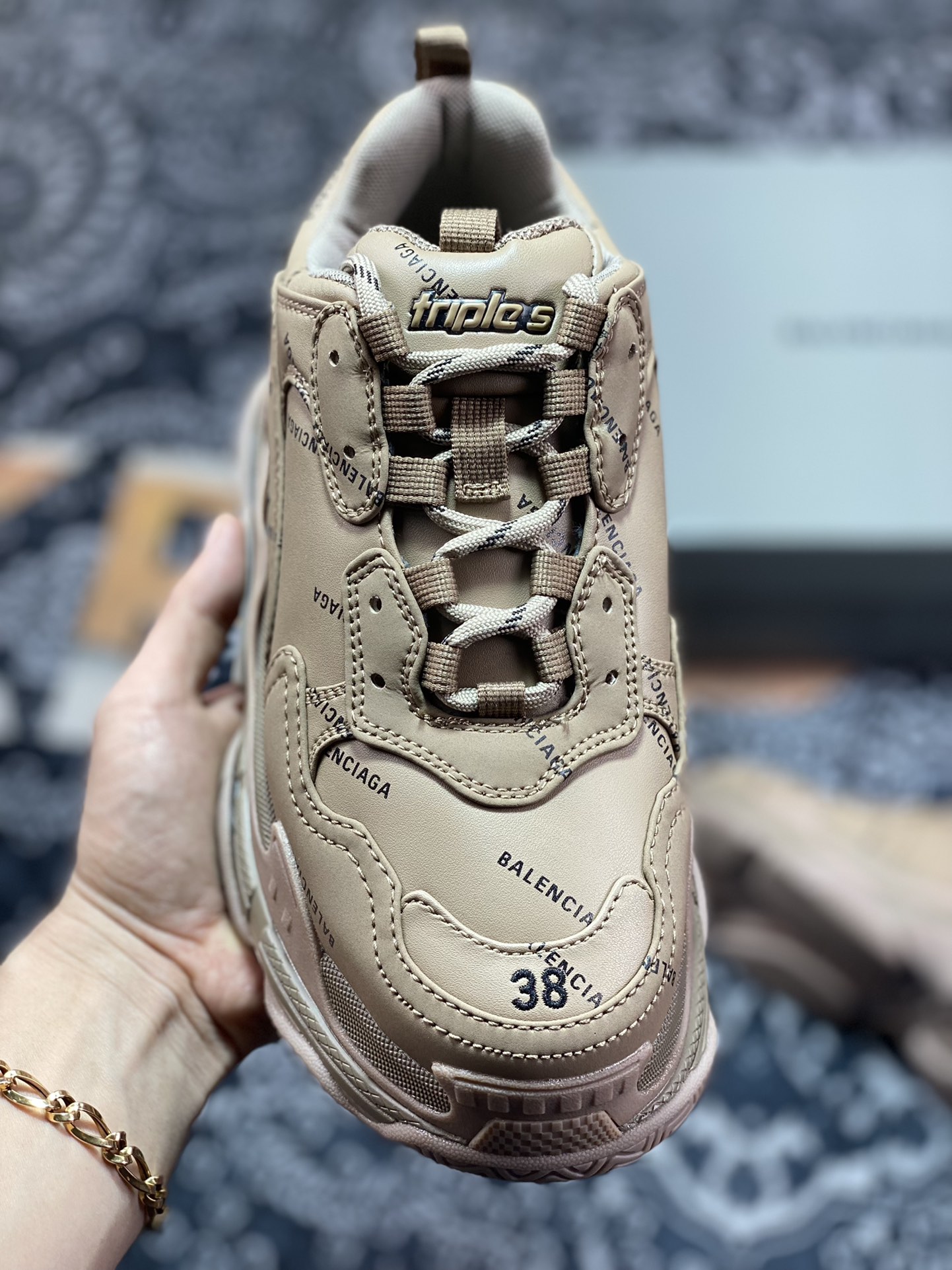 Balenciaga Triple S Clear Sole Sneaker ”Brown/Black LOGO” Fashion Retro 524039 W2FA1 9911