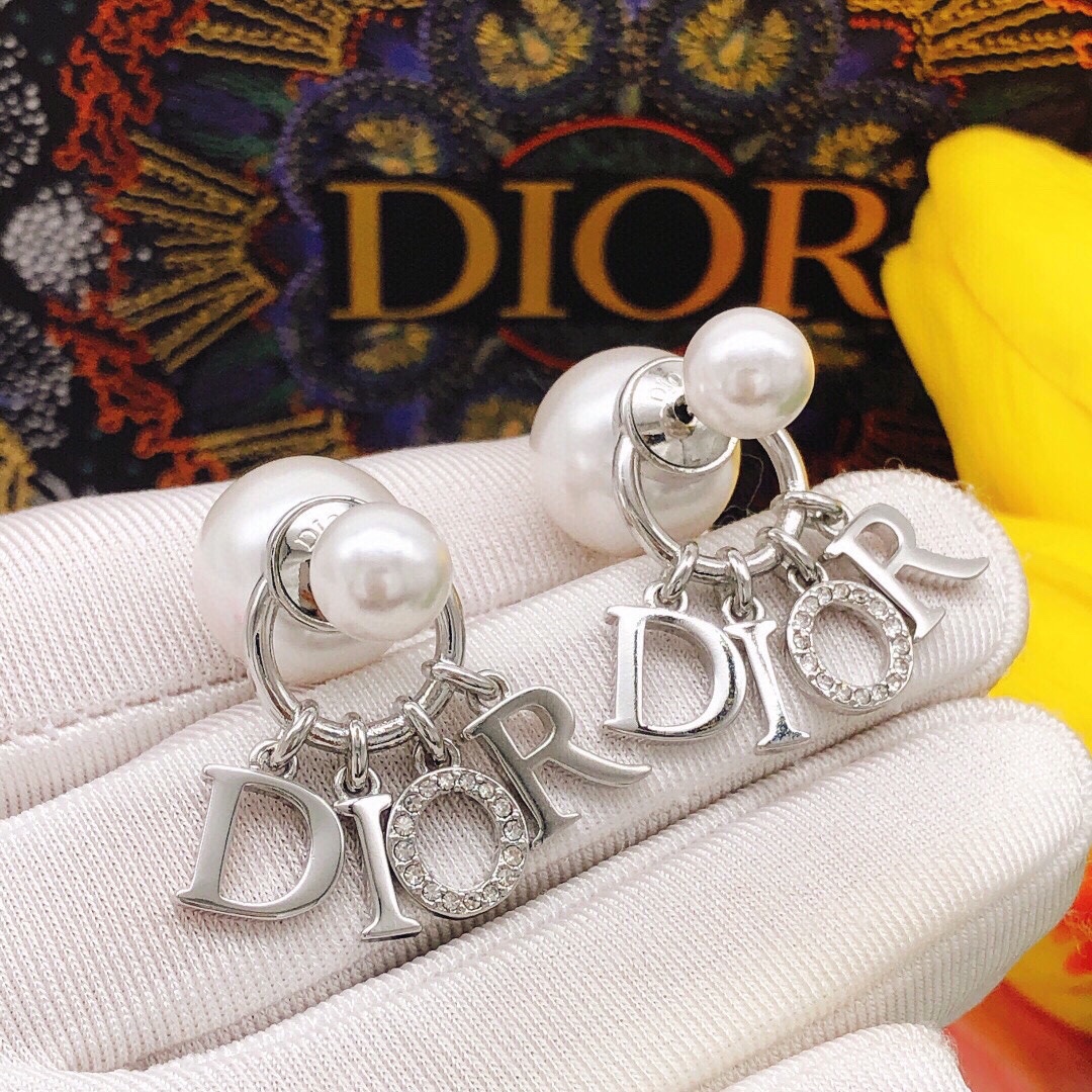 Dior Biżuteria Kolczyk Srebro Zestaw diamentów