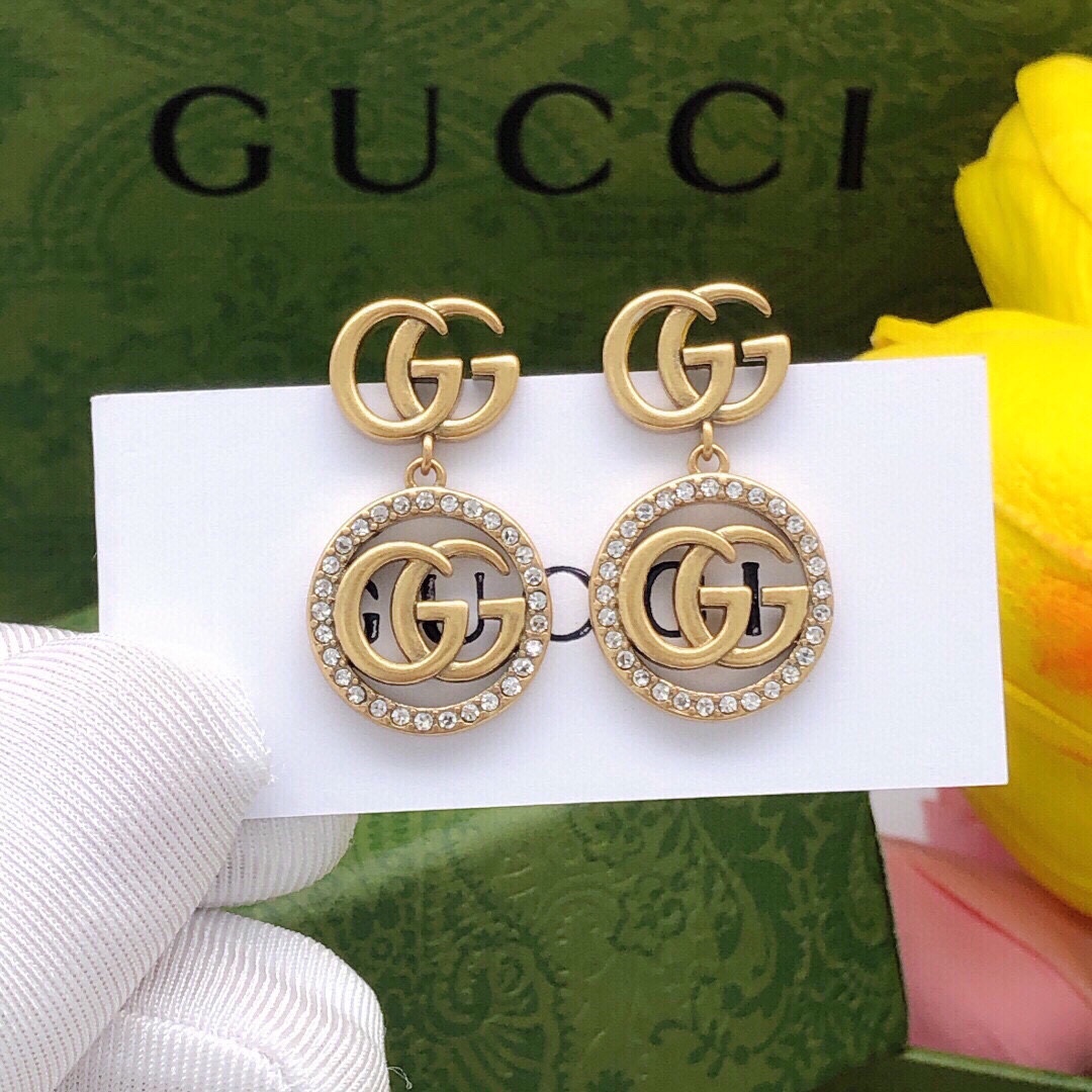 NO:111808,Number GED0117 Gucci double G round diamond-set earrings, jewelry quality, gucci19860909编号GED0117 古驰双 G圆形镶钻耳钉,饰品精品,gucci,Jewelry