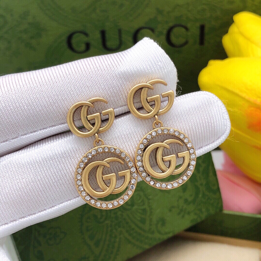NO:104928,Number GED0117 Gucci double G round diamond-set earrings, jewelry quality, gucci19860909编号GED0117 古驰双 G圆形镶钻耳钉,饰品精品,gucci,Jewelry