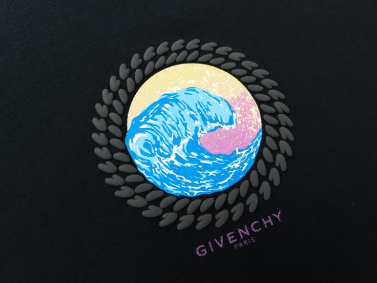 纪梵希/Givenchy 春夏新款 发泡海浪工艺短袖T恤黑色/白色