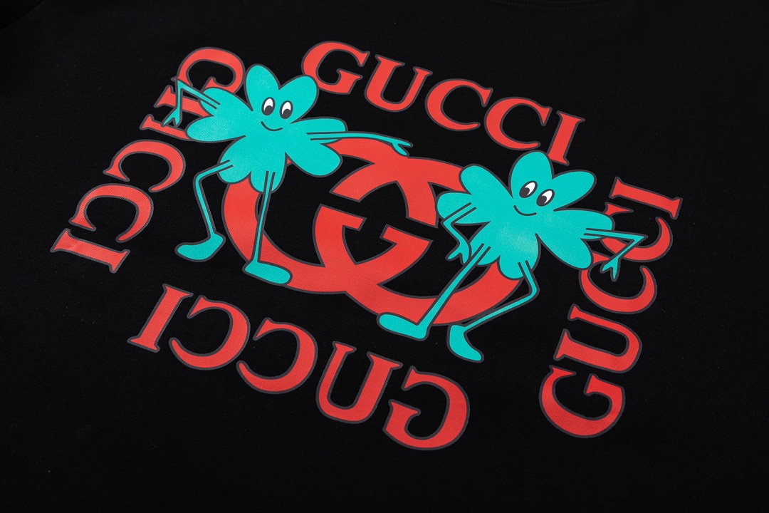 Gucci /古驰23ss 双环绿精灵印花短袖