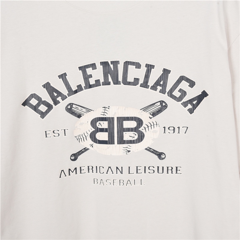 160 BalenCiaga巴黎世家 22ss 爆裂纹字母logo棒球&1917短袖T恤