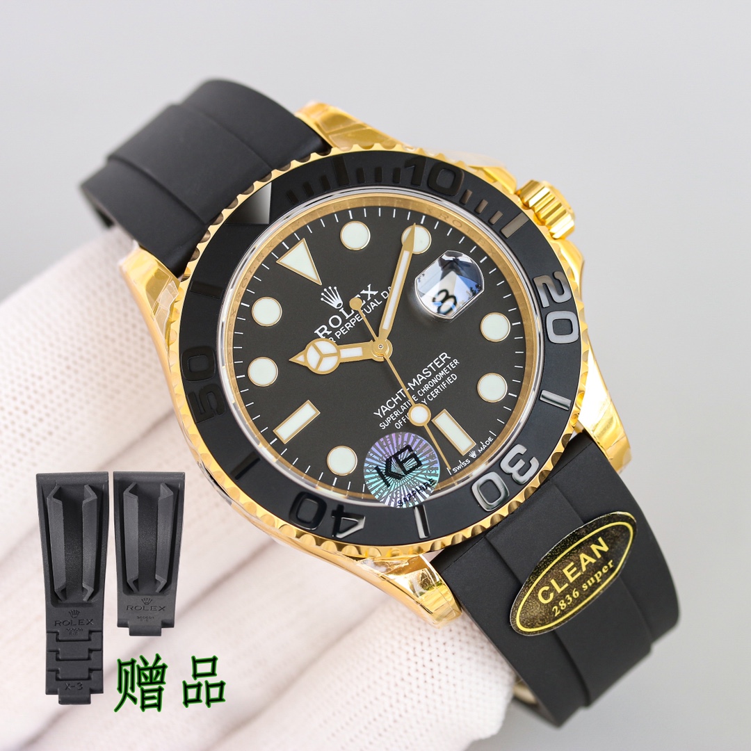 NO:143189,New clean factory, Rolex yacht 42mm 226659 platinum model, expensive gold pattern, rich gold model, comprehensively correct other factory shortcomings. Paired with 2836 all-in-one machine, the latest customized three-code in one model, with NFC induction card, movement and special shading treatment black convex ceramic ring with authenticity and false comparison behind clean factory 42mm 226659 YACHT-MASTER vs VS factory Below we took a picture of Genuine cf vs F ym comparison We found the following differences through comparison 1. The shape of the vs F case is very different from the original one. Compared with the case and the tooth ring grinding appearance of the c factory, the process is more delicate. 2. The texture of the tape is also much worse than that of the cf. Because the tape of the c factory contains a special titanium alloy memory steel sheet. 3. Pointer  VS is not that three-dimensional. And VS second hand shaft is completely wrong 4. VS glass is too high and there is no rounded corner treatment. 5. VS buckle part has insufficient curvature. 6. The precious metal lettering on the bottom of the case is relatively clear and three-dimensional. 7. The calendar font of the C factory has more ink three-dimensional feeling. 8. VS inner shadow lettering is slightly rough 9. The round/square/triangle font nails of the C factory are more rounded. 10. Observe the quality of Factory C, the unique code of Factory C, 2836 all-in-one machine, watch code OK0102X3, factory C logo AU, quality assurance, christian louboutin, rolex19860909新品clean厂,C厂劳力士游艇42mm 226659白金款 ,纹贵金款,土豪金款,全面修正其他工厂不足之处 搭配2836一体机,最新定制三码合一款式,附带NFC感应卡,机芯以及特殊底纹处理的黑色凸字陶瓷圈后面附有真假对比 clean厂42mm 226659 YACHT-MASTER vs VS工厂 下面我们拍摄了 Genuine cf vsf的ym对比 我们通过对比发现了以下区别 1.vsf的表壳形状 和原装有很大的区别 .相对才说c厂在表壳,以及牙圈打磨外观,工艺处理更加细腻. 2.胶带质感也比cf差很多.因为c厂胶带含有特殊的钛合金记忆钢片. 3.指针 vs没有那么立体.并且vs秒针轴完全错误 4.vs玻璃过高,并且没有圆角处理. 5.vs表扣部分外观弧度不够. 6.表壳底面贵金属刻字c厂相对清晰立体 7.c厂日历字体更加有油墨的立体感. 8.vs内影刻字略显粗糙 9.c厂的圆形/方形/三角形字钉更加圆润. 10.认准C厂品质,C厂独特编码,2836一体机,腕表编码OK0102X3,C厂标志AU,品质保证,,christian louboutin,rolex,Watch