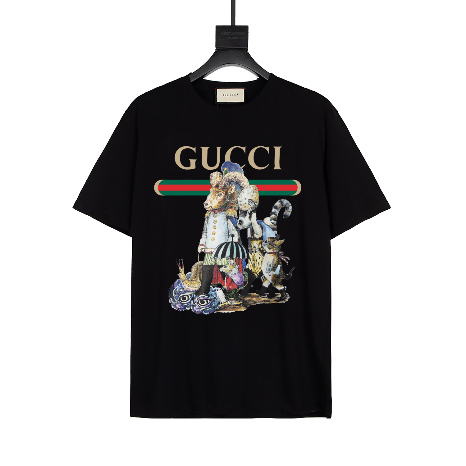 gucci 20ss nueva temporada primavera-verano serie animal estampado camiseta personalizada 260g algodón puro tacto suave…