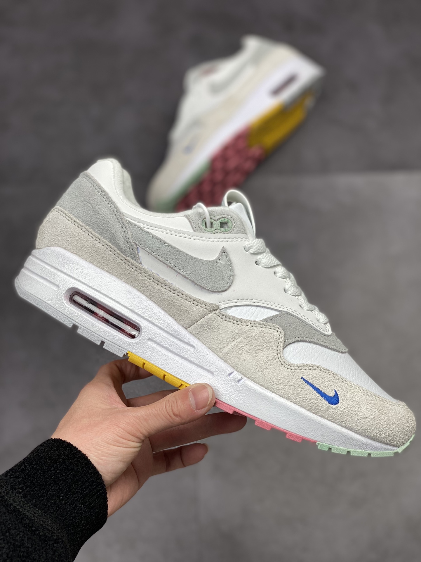 230 Nike Air Max 1 PRM 白灰 复古休闲跑步鞋 FB4959-121