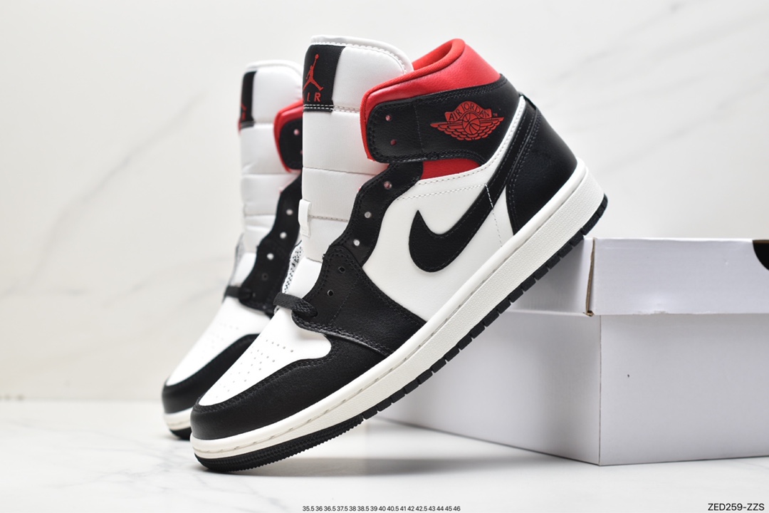 260 Air Jordan 1 Mid 中帮 黑白红 AJ1 乔丹1代 aj1 乔1 中邦 BQ6472-061