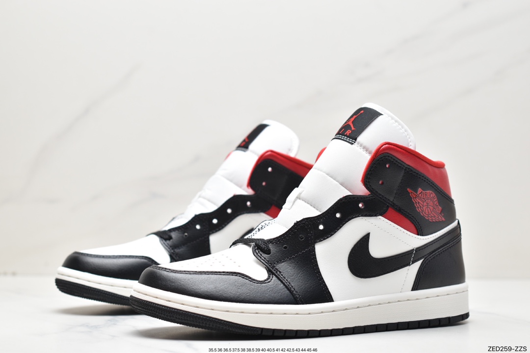 260 Air Jordan 1 Mid 中帮 黑白红 AJ1 乔丹1代 aj1 乔1 中邦 BQ6472-061