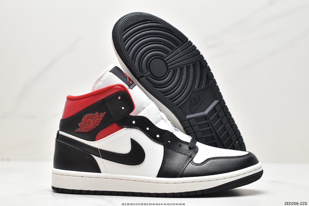 260 Air Jordan 1 Mid 中帮 黑白红 AJ1 乔丹1代 aj1 乔1 中邦 BQ6472-061