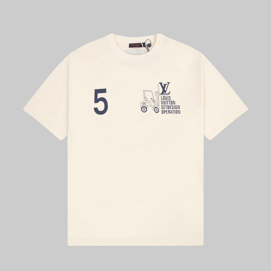 P75 LOUIS VUITTON Louis Vuitton show event ropa de trabajo limitada Camiseta de manga corta estampada en la parte delan…