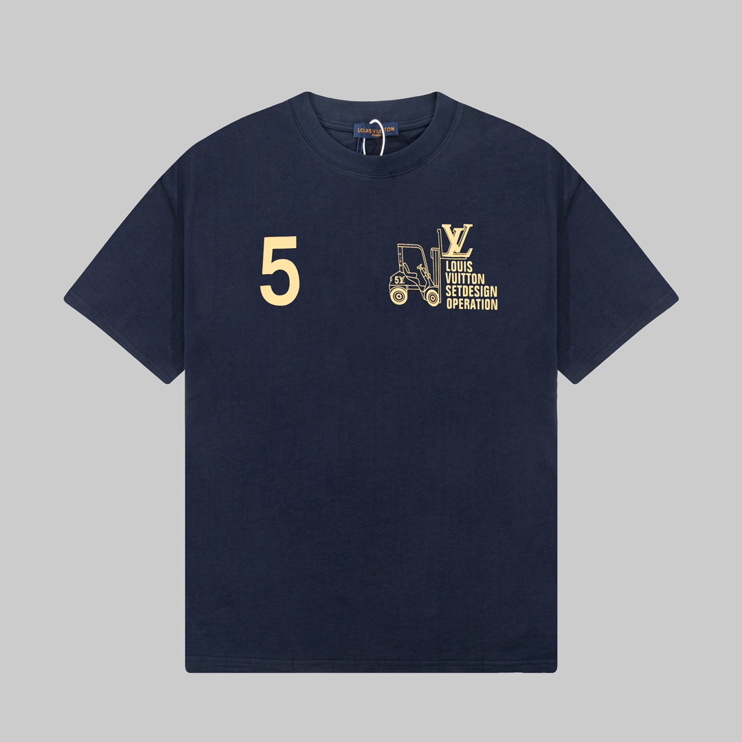 P75 LOUIS VUITTON Camiseta de manga corta estampada en la parte delantera y trasera del uniforme de trabajo limitado de…