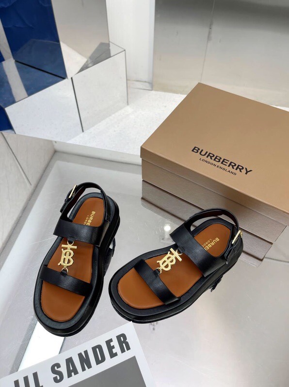 Burberry Zapatos Pantuflas Marrón Algodón Pu Caucho Piel de oveja