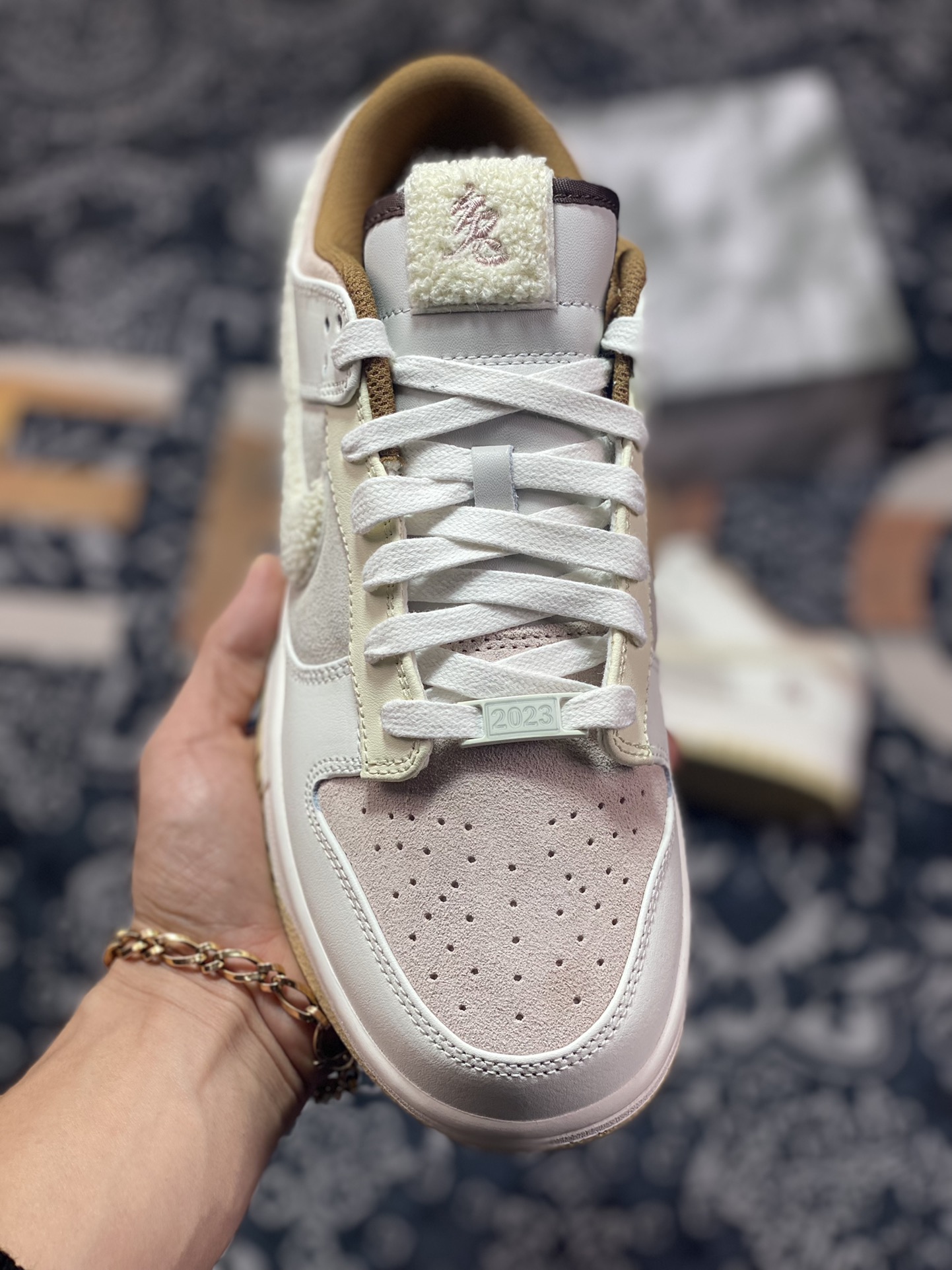 dunk扣篮系列低帮休闲运动滑板板鞋“浅棕米白穗兔”4203-211