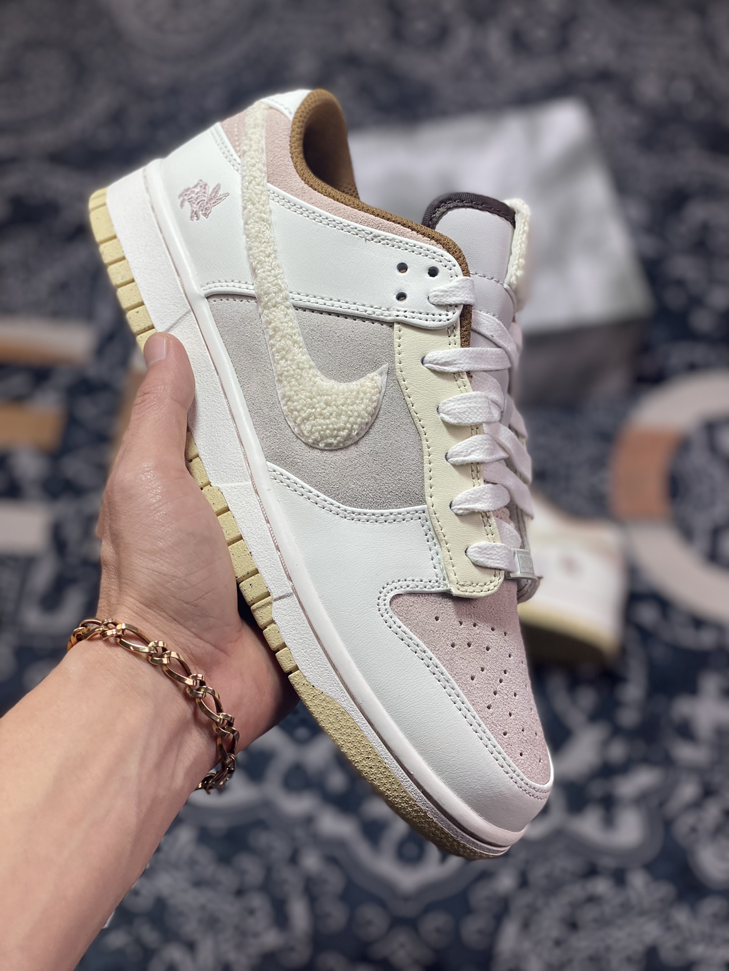 dunk扣篮系列低帮休闲运动滑板板鞋“浅棕米白穗兔”4203-211