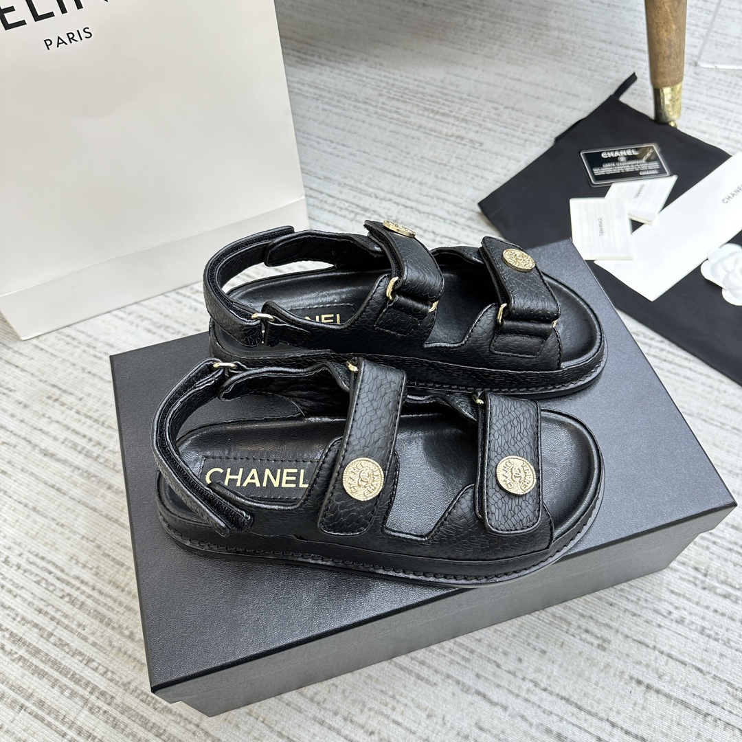 ChaneL23ss小香魔术贴凉鞋顶