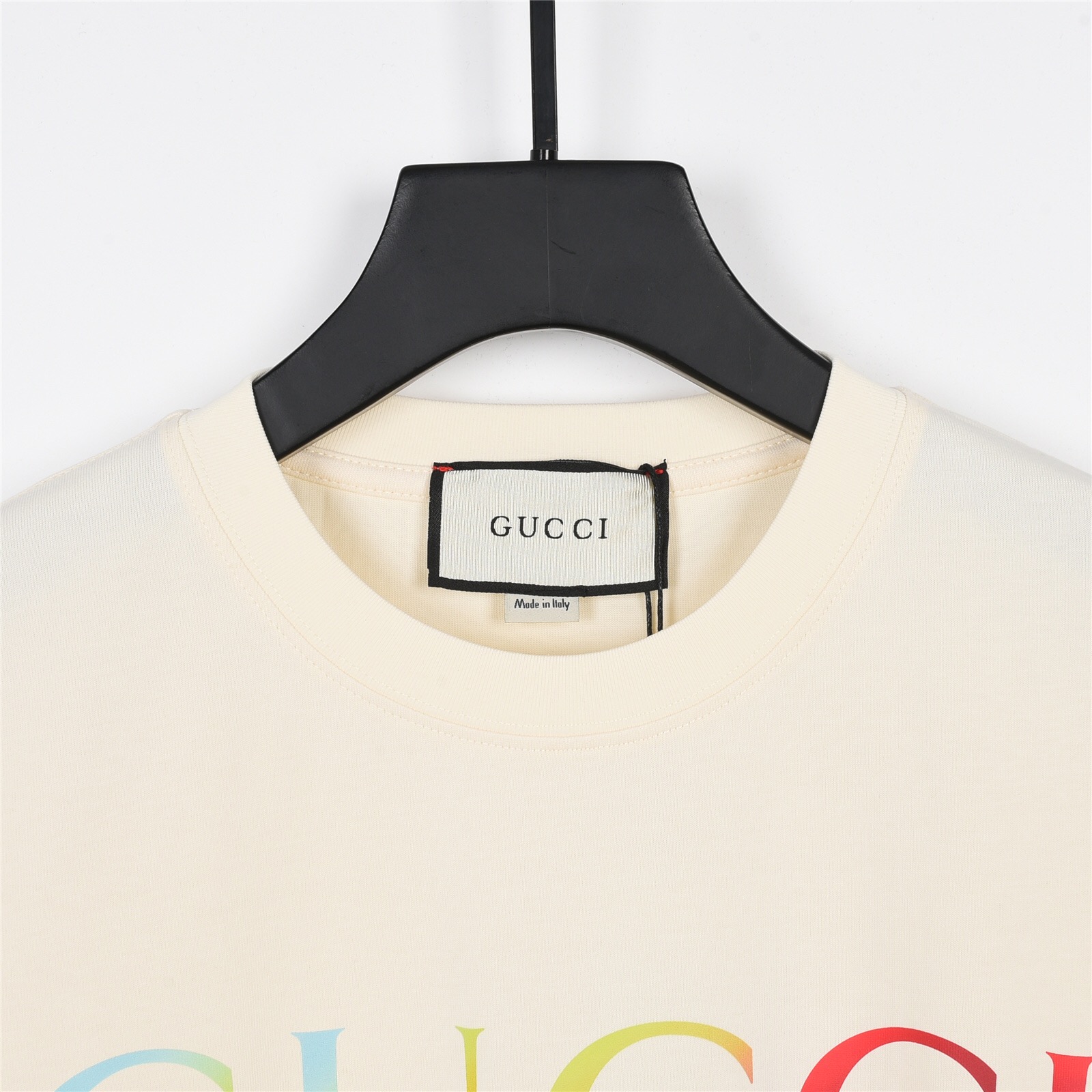 上新170 Gucci/古驰23Fw春夏新款彩虹渐变字母印花短袖