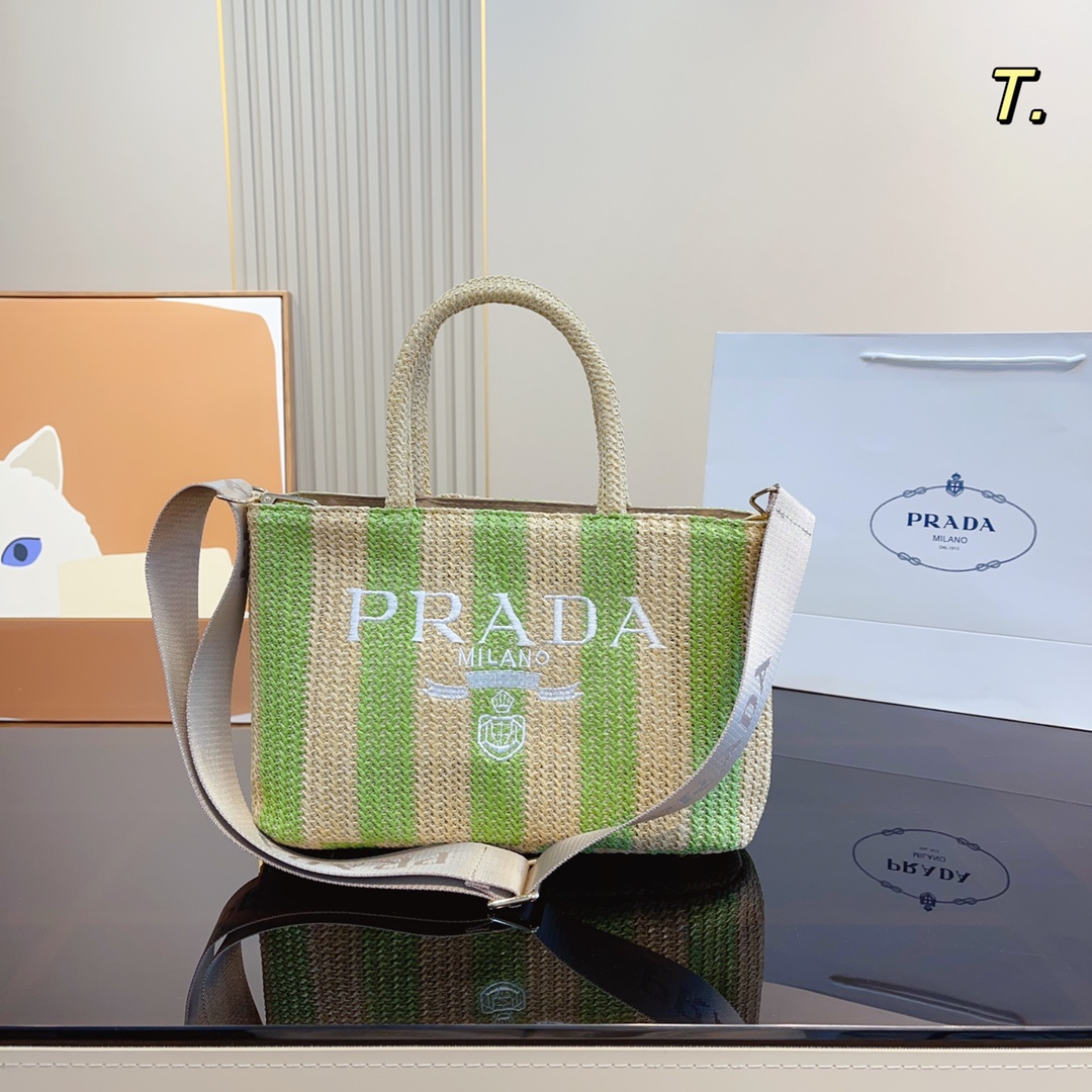 Prada Aaaaa +
 Sacs À Main Broderie de fleurs Rafia Tissé