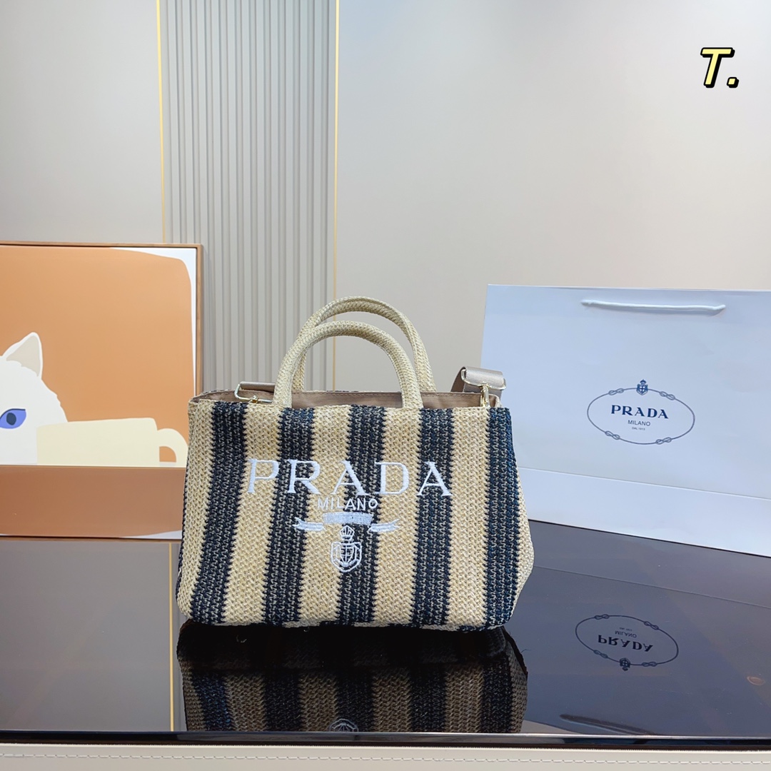 Prada Luxe
 Sacs À Main Broderie de fleurs Rafia Tissé