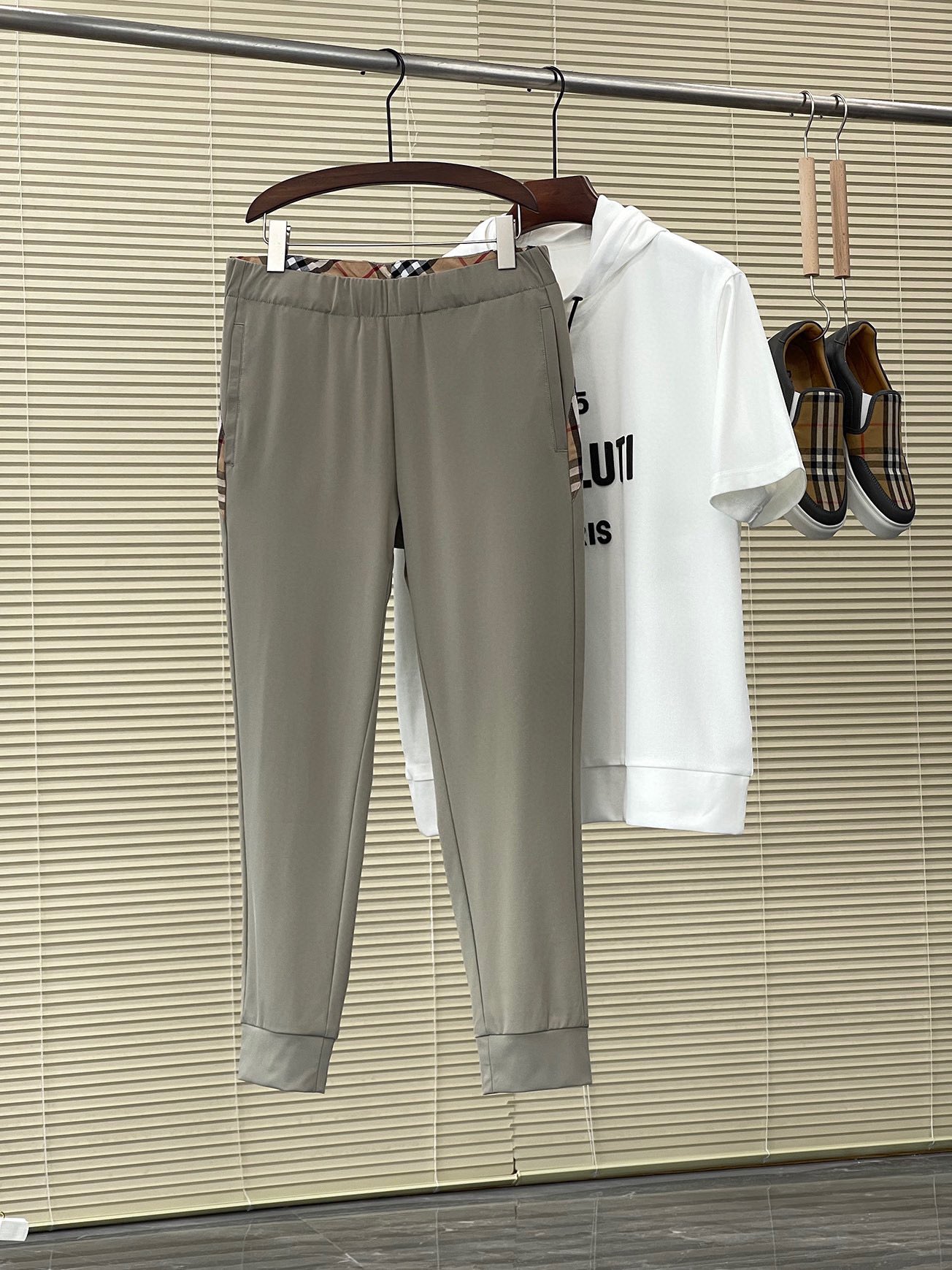 Buying Replica
 Clothing Pants & Trousers Black Grey Khaki Splicing Men Polyester Spandex Spring/Summer Collection Fashion Casual