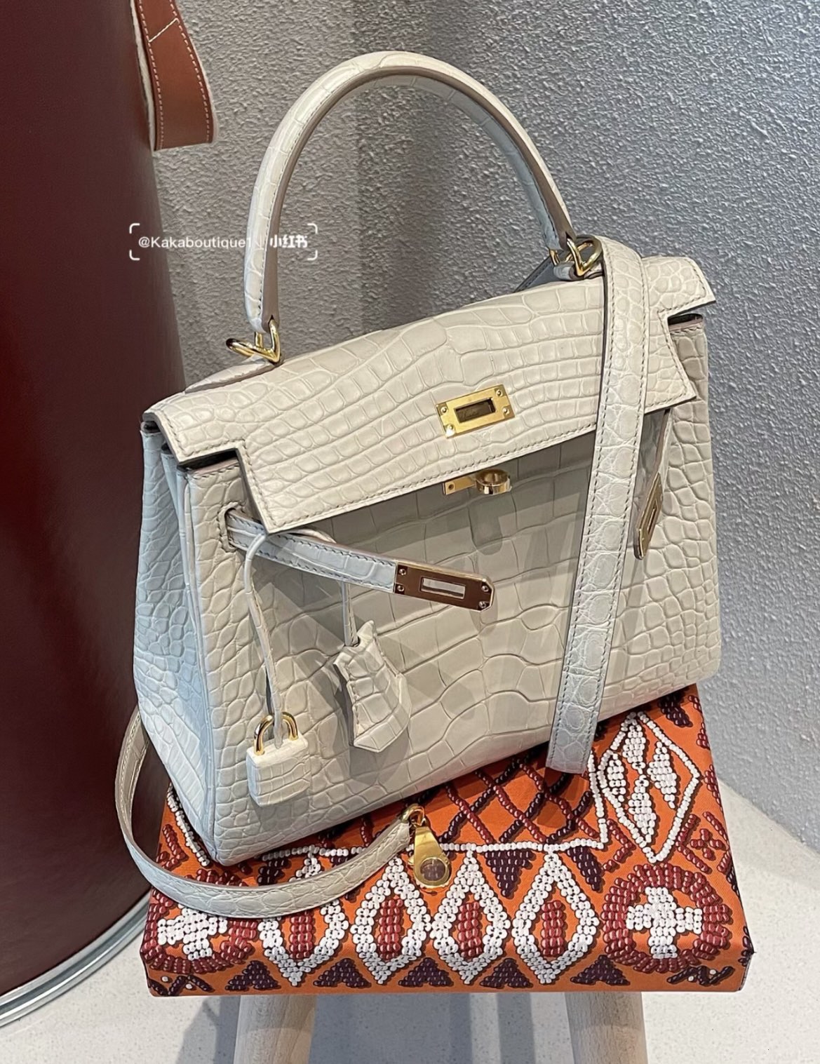 Hermes Kelly Handbags Crossbody & Shoulder Bags White Lattice Crocodile Leather