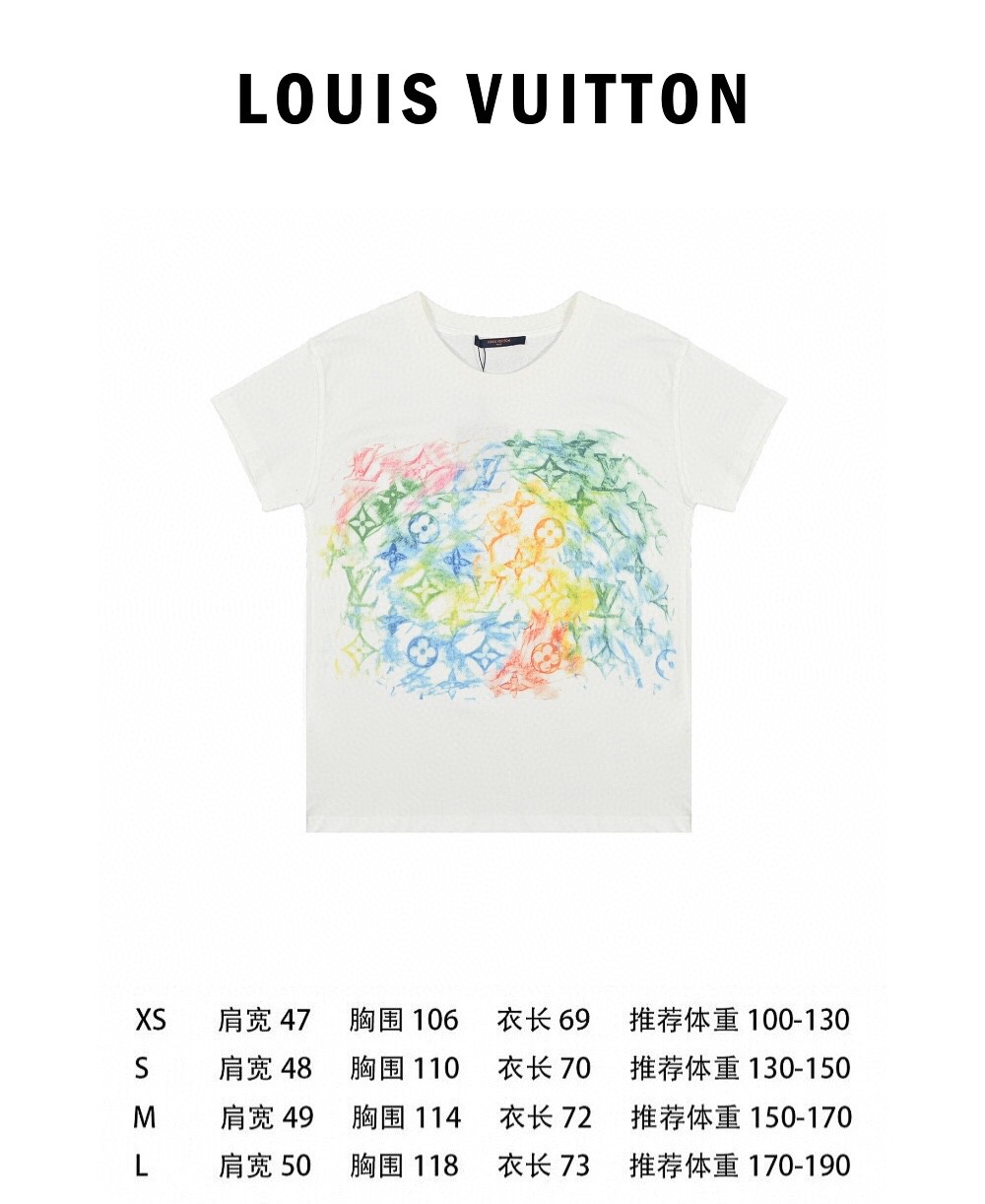 Louis Vuitton 21ss LV 彩色蜡笔印花短袖T恤 定制40S双股长绒棉