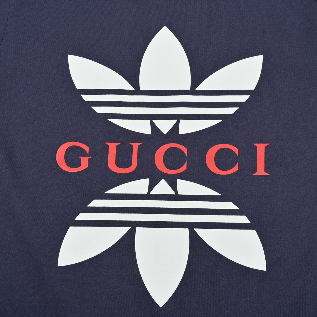 Gucci 22ss 联名三叶草限定 短袖数码直喷印花250g双纱面料