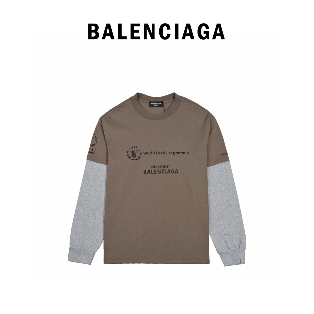 Balenciaga/巴黎世家 22Fw 粮食计划印花假两件长袖 230克