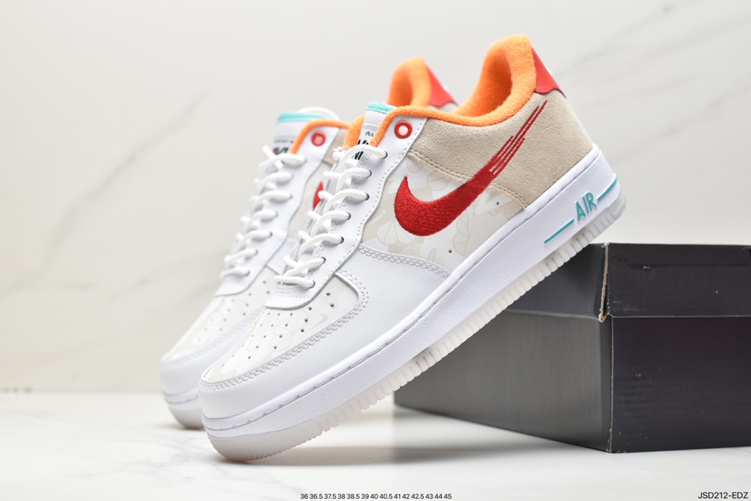 200 Nike Air Force 1'07 Low "Just Do It"空军一号低板鞋“兔年白橙”FD4205-161