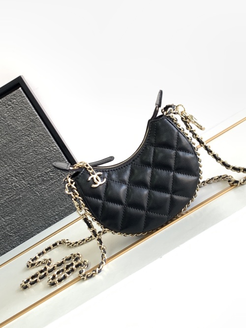 Chanel Crescent Moon Bag Lambskin & Light Gold-Tone Metal Black, 14 x 10.5 x 5.5 cm 1 Chanel Crescent Moon Bag Lambskin & Light Gold-Tone Metal Black, 14 x 10.5 x 5.5 cm