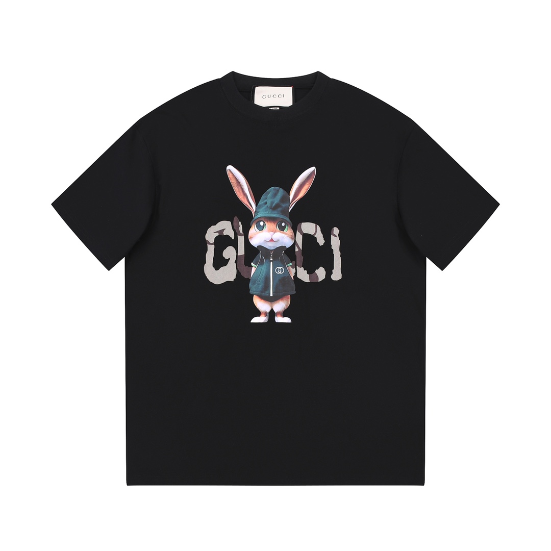 上新170 Gucci/古驰 23Fw 春夏最新 重磅联名迷彩长耳兔字母印花logo短袖