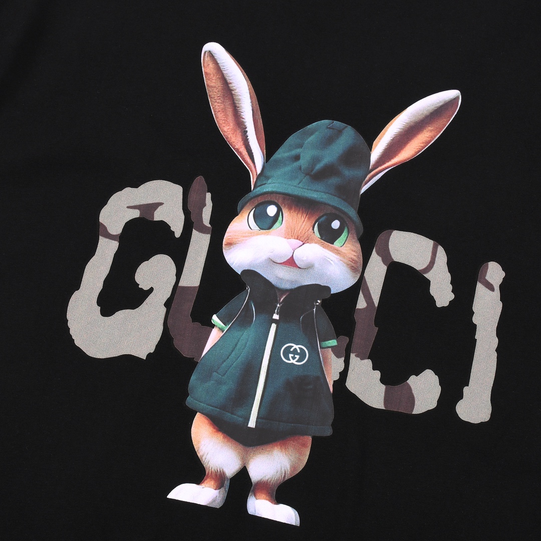 上新170 Gucci/古驰 23Fw 春夏最新 重磅联名迷彩长耳兔字母印花logo短袖