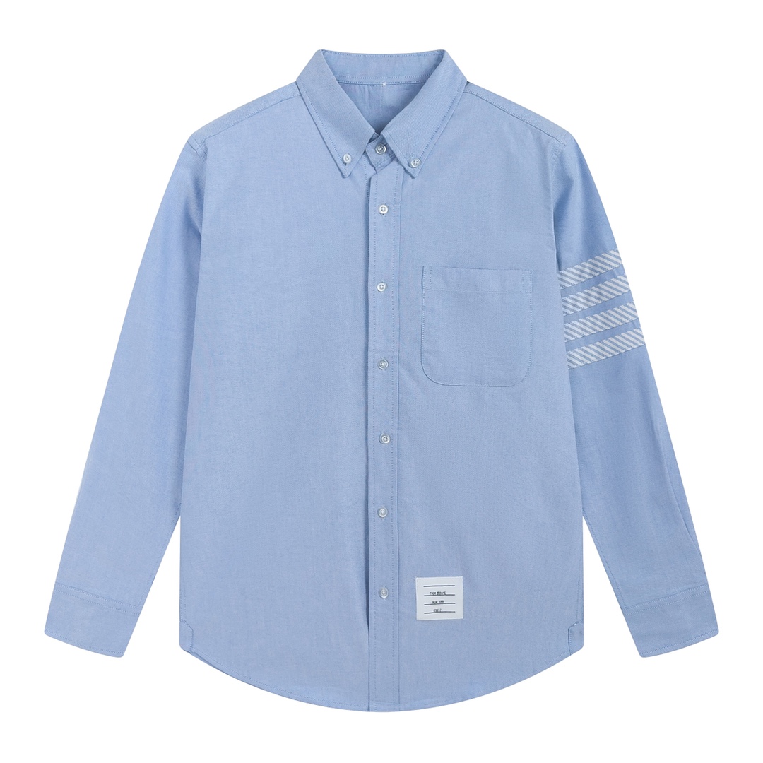 Tom Browne Oxford Shirt: 100% Cotton, Single-Sleeved with Striped Collar - 图片 2