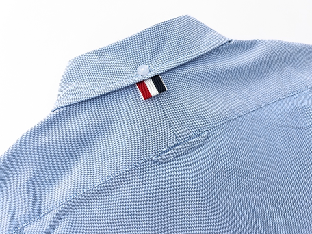 Tom Browne Oxford Shirt: 100% Cotton, Single-Sleeved with Striped Collar - 图片 5