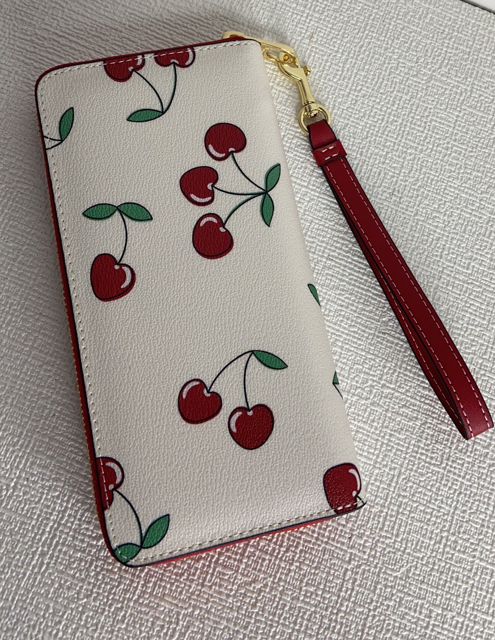 Coach ～coachCF406 新款限量款樱桃印花court钱包