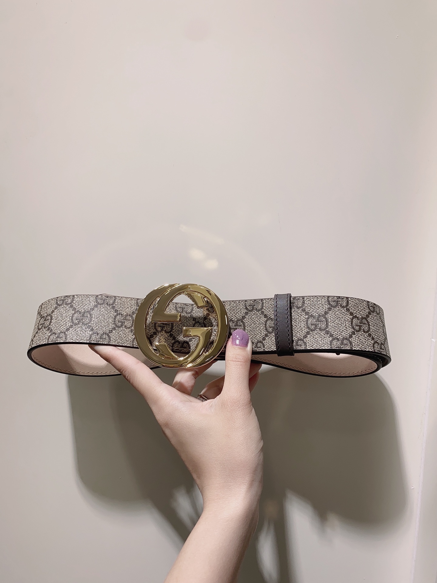 GUCCI.古驰全套包装GGSupreme帆布腰带饰以互扣式双G带扣3.8cm