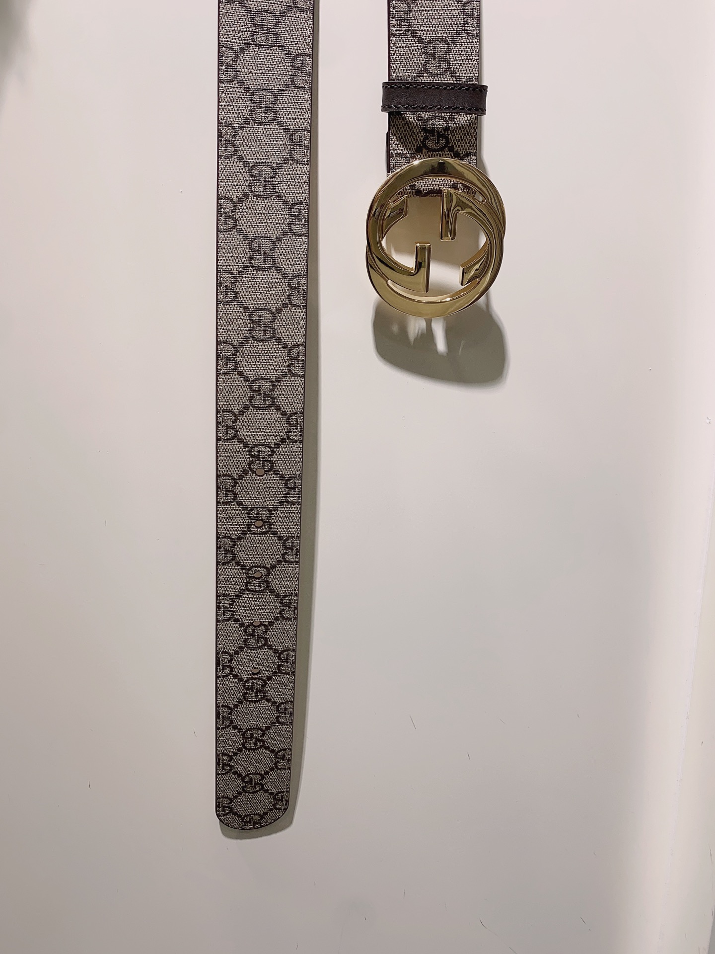 GUCCI.古驰全套包装GGSupreme帆布腰带饰以互扣式双G带扣3.8cm