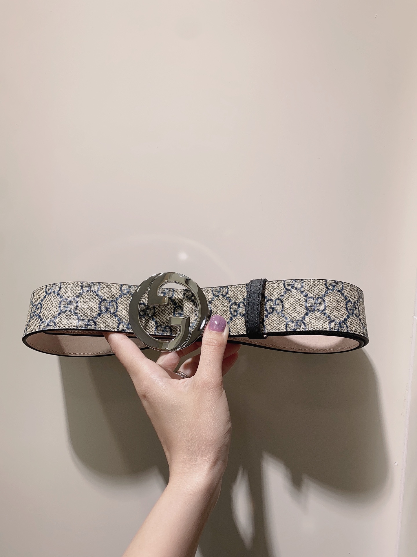 GUCCI.古驰全套包装GGSupreme帆布腰带饰以互扣式双G带扣3.8cm