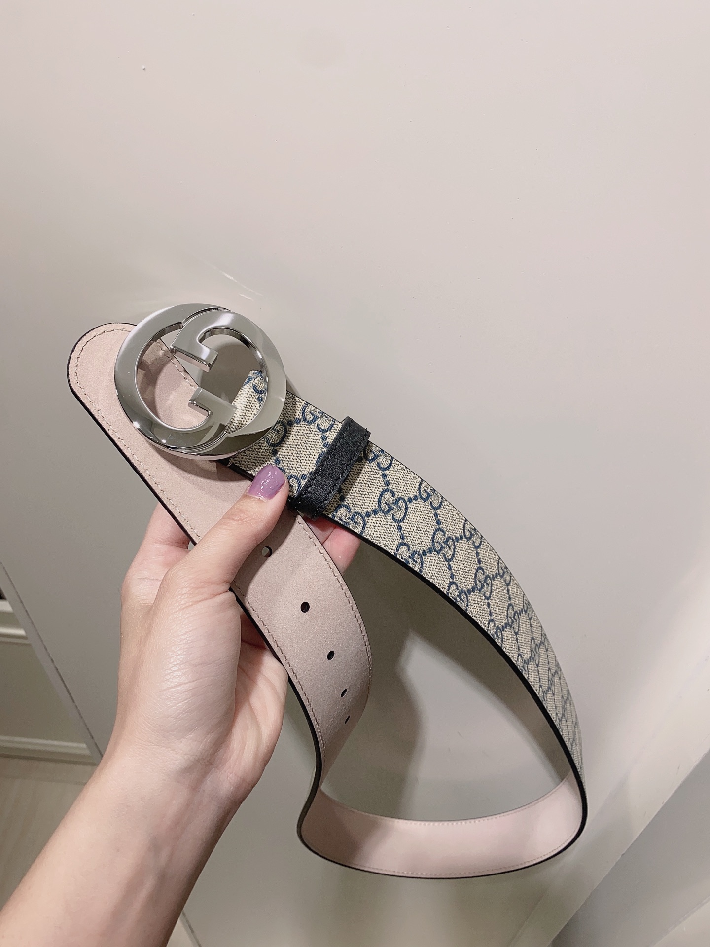 GUCCI.古驰全套包装GGSupreme帆布腰带饰以互扣式双G带扣3.8cm