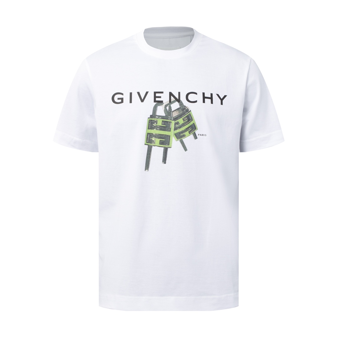 Givenchy4G锁头印花短袖面料50支双股精梳以及32支索罗纳螺纹手感柔软舒适亲肤GVCLOGO和4