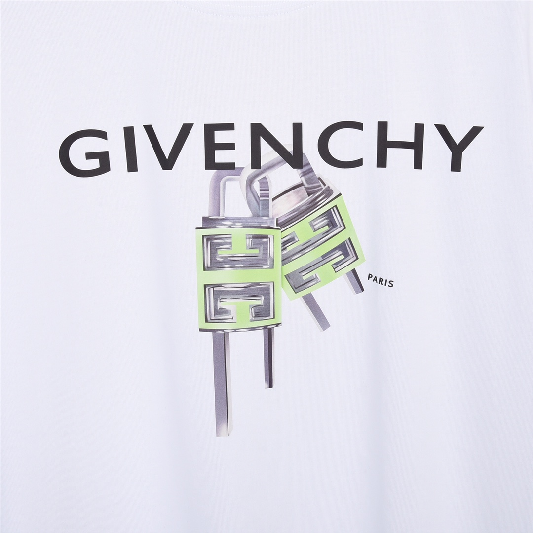 Givenchy/纪梵希23Fw春夏新款绿锁双扣印花短袖定制250克