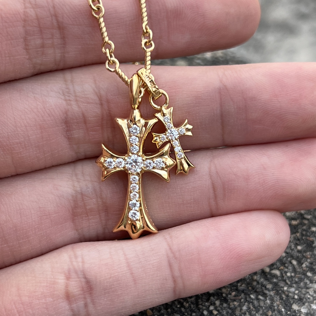 Gold-plated diamond-set customization, 22k real gold customization, necklace pendant