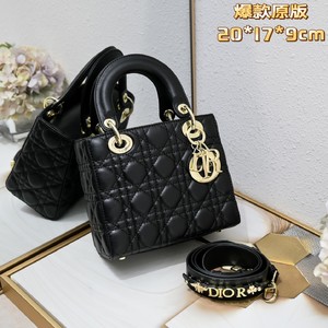 Dior Lady Handbags Crossbody & Shoulder Bags Black Gold Hardware Sheepskin Fall Collection