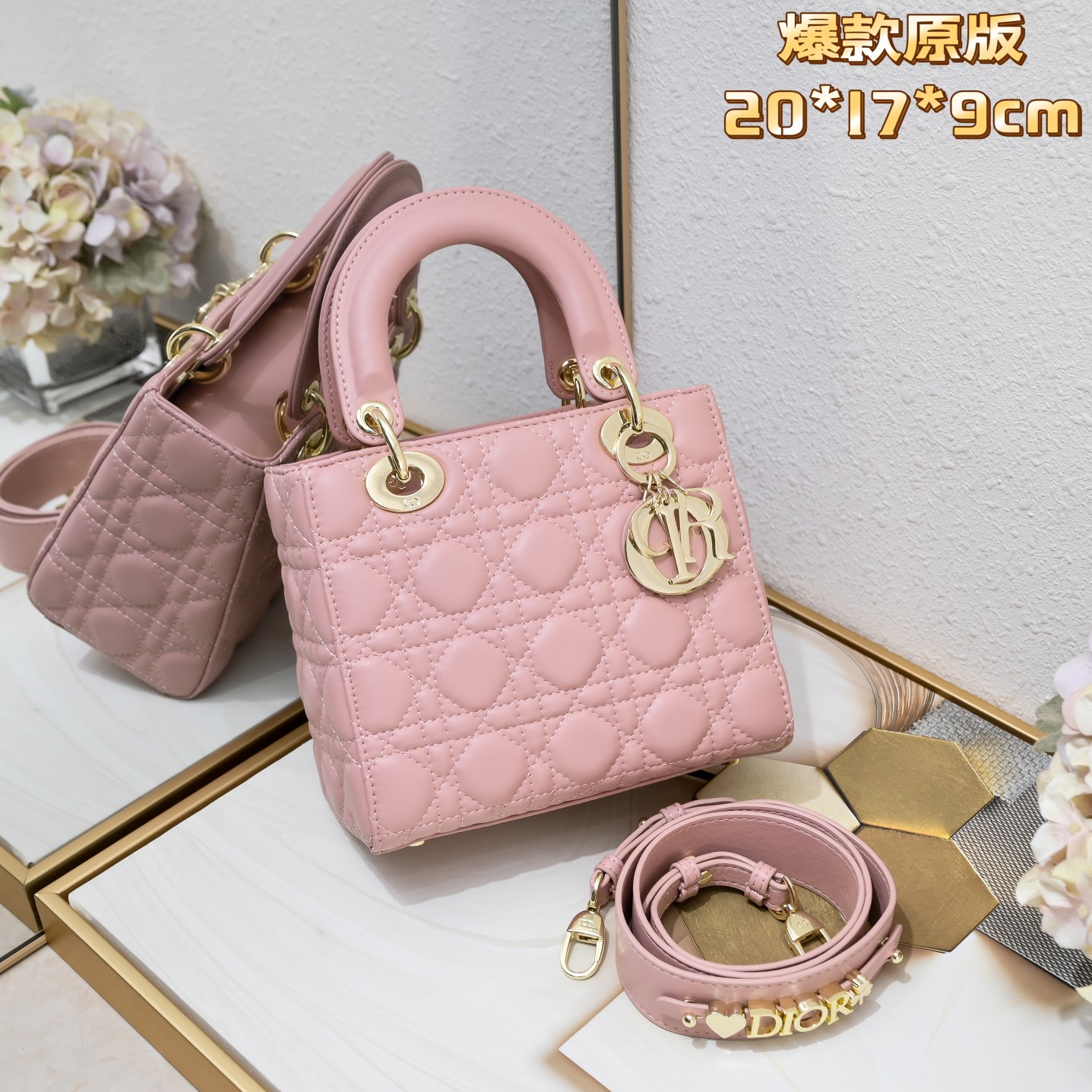 AAAA Customize
 Dior Lady Handbags Crossbody & Shoulder Bags Pink Gold Hardware Sheepskin Fall Collection