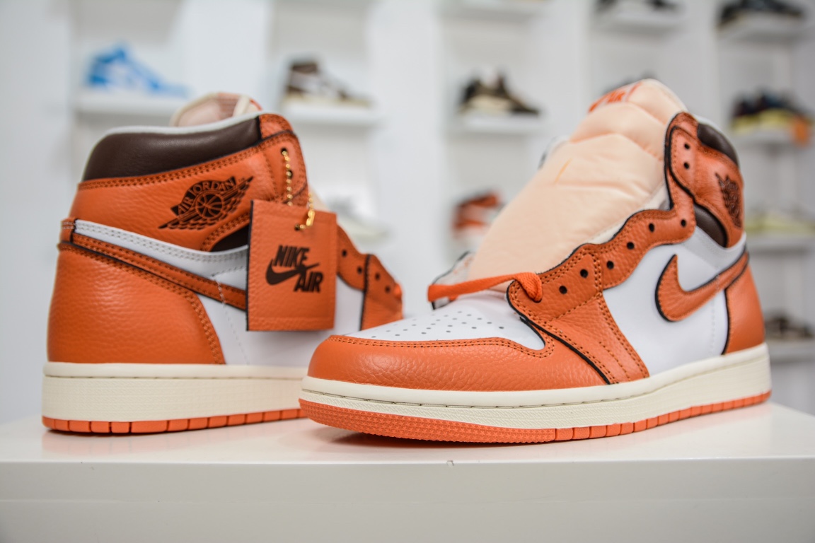 [Upgraded quality] Top value for money, cleanliness, perfect foreign trade original Air Jordan 1 Retro High ”Starfish” white orange small buckle DO9369-101